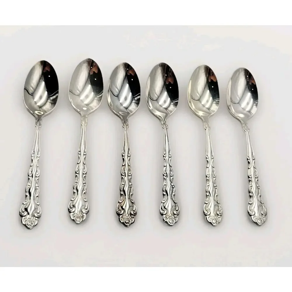 ONEIDA Community Beethoven Teaspoon Silverplate Baroque Vtg Set 6